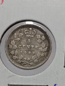 1899 -Canada Victoria Silver 5 Cents Stunning Toning J/490 - Picture 1 of 2