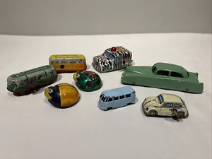 Vintage Lot Diecast Cars Tin Lithograph Wind Up Friction Trolley VW Bug Bus Toys - Picture 1 of 20