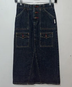 Vtg Mary Kate and Ashley Skirt Girls 10 Blue Denim Cargo Maxi Straight Y2K - Picture 1 of 7