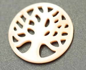 Tree of Life Pearl Pink Engraved Ca 1 5/16in - Picture 1 of 4