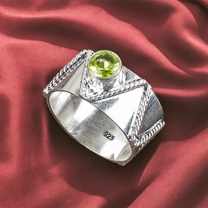 Natural Peridot 925 Sterling Silver Handmade August Birthstone Ring All Size DT - Picture 1 of 13