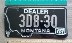 License Plate, Montana, 1986, 1987 sticker, Dealer, 3D 8-30 - Picture 1 of 3