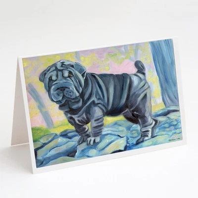 Paquete de 8 tarjetas de felicitación Blue Shar Pei 7333GCA7P Foto 1 de 3