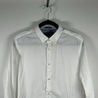 Camisa Ted Baker London Para Hombre Talla 16 Ajuste Moderno Camisa de Vestir Borde en Contraste Muestra Foto 1 de 4