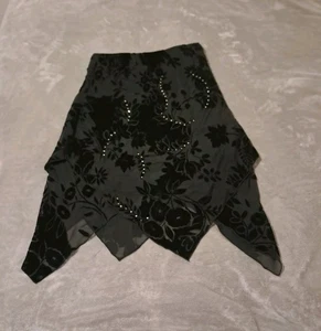 Y2K Samt Ausbrenner Blumen Strass Midi Rock Gothic Romantisch Hexenfee 10. - Bild 1 von 7