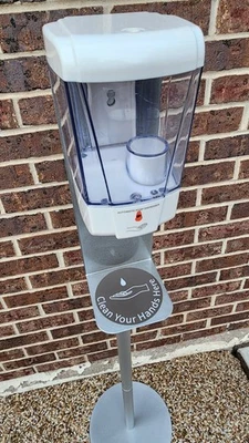 Restaurant Soap Sanitizer Dispenser Liquid Touchless w Stand Alone or Wall Mount - Image 1 of 4