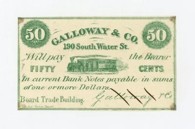 1800's 50c Galloway & Co. - NEW YORK Merchant Scrip AU - Image 1 of 2