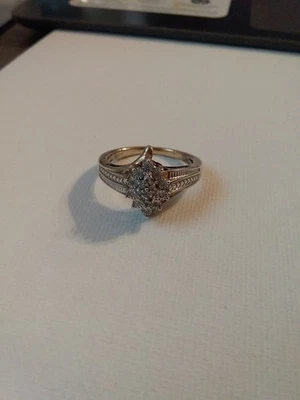 Jewelry Ring Cluster Design Band Is Sterling Silver Size 8 - Image 1 of 4