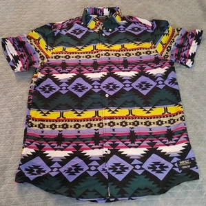 Festival Aztec Button Up Shirt Unisex Size Male Small, Female Medium, 3 - Picture 1 of 5