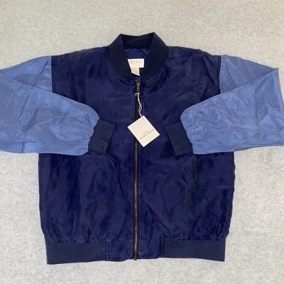 Vtg 80s Porcini Brigata Silk Bomber Jacket Men’s Medium Navy Dead Stock SF 90s - Image 1 of 4