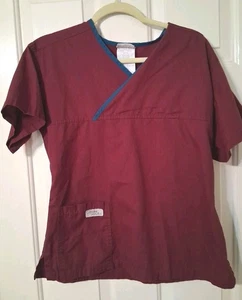 URBANE Scubs Women's SZ M Short Sleeve Top Maroon 1 Pocket - Picture 1 of 6