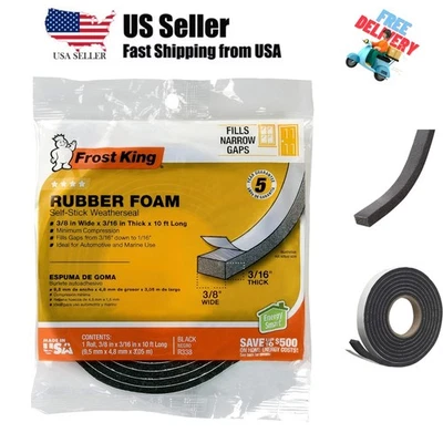 Sello de goma autoadhesivo de espuma, 3/8" W, 3/16" T, negro|negro Foto 1 de 4