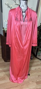 Set camicia da notte e accappatoio vintage Lorena Peignoir nylon rosa taglia grande - Foto 1 di 8