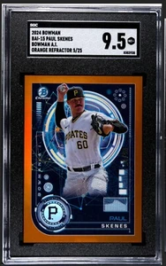 2024 Bowman Paul Skenes AI Orange Refractor /25 SGC 9.5 - Picture 1 of 2