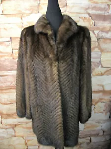 Vintage Edward Furs Studio Nerz Pelzmantel Farbe Braun Größe -L DELORIS R - Bild 1 von 12
