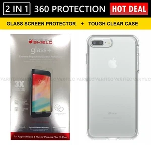 Otterbox Clear Case Cover + Zagg Glass Screen Protector for iPhone 6+ 7+ 8+ Plus - Picture 1 of 9