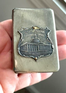 Vintage Souvenir State Capital Columbus Ohio Metal Match Box Holder with Matches - Picture 1 of 8