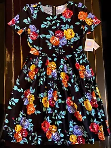 Neu mit Etikett LuLaRoe VINTAGE FLORAL Amelia Kleid SCHWARZ M 10 12 ROT gelb FLIEDER orange - Bild 1 von 5