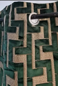 Next Luxe Collection Square Cut Velvet Green Eyelet Curtains 228x229cm (90×90") - Picture 1 of 12