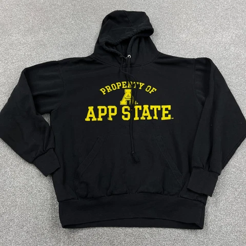 App State Mountaineers Hoodie Men Medium Black Pullover Hooded Sweatshirt Adult Cover