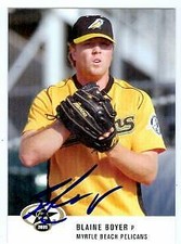 Blaine Boyer autographed baseball card 2005 Just Minors #6 Myrtle Beach Pelicans