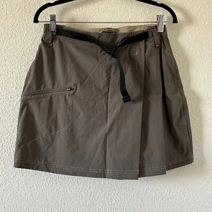 Rei Damen Skort Größe 10 neu ohne Etikett UPF 30+ olivgrau Wickelgürtel vorne Reißverschlusstaschen  - Bild 1 von 12