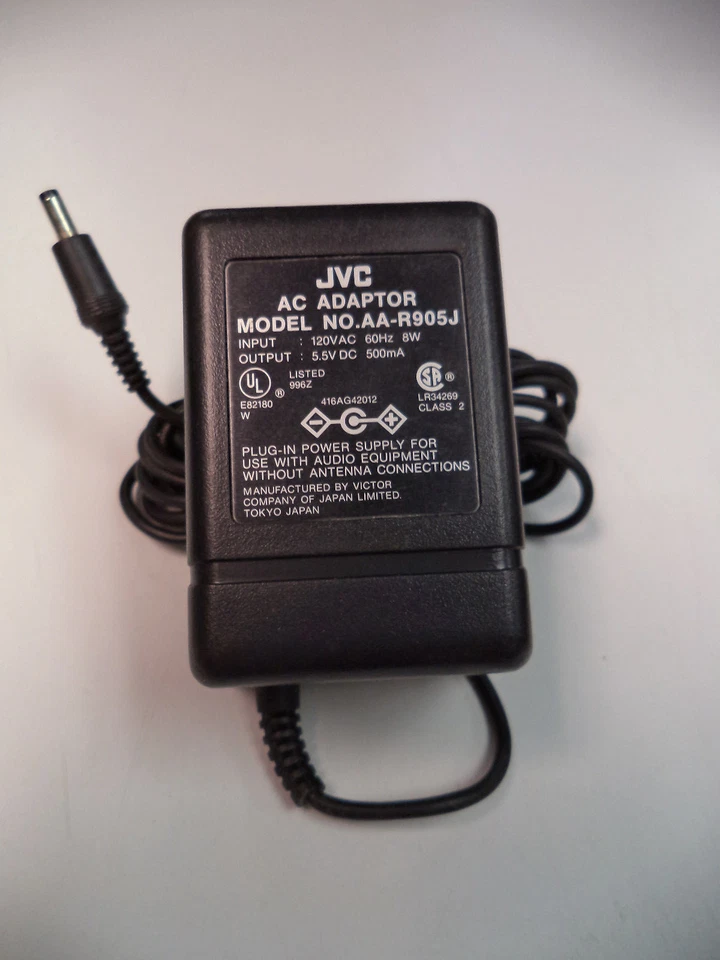 JVC AC Adaptor, Output 5.5V DC, 500mA, Model AA-R905J, for JVC Audio Equipment! - Image 1 of 1