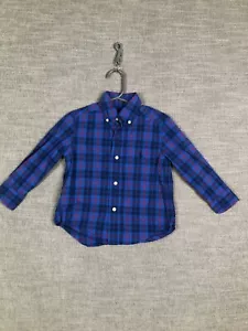 Ralph Lauren Shirt Boys 2T Toddler Blue Plaid Long Sleeve Button Up Casual Pony - Picture 1 of 9
