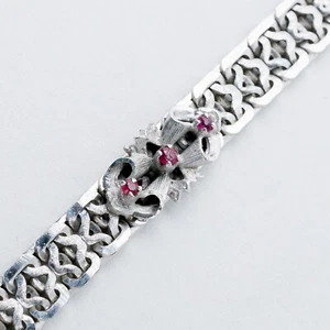 Silber Armband 18,5 cm 800 Rote Steine 14,93 g - Picture 1 of 10