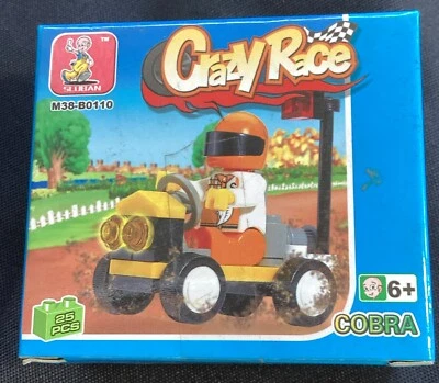 Sluban Building Bricks Crazy Race M38-B0110 Racer Cobra And Car 25Pc Set NEW - Image 1 of 4