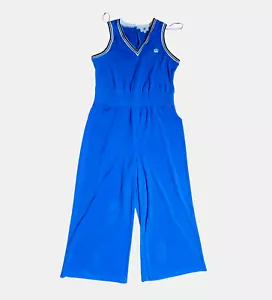 Juicy Couture Terry Cloth Jumpsuit Capri Wide Leg V-Neck Royal Blue L Y2K NWT - Picture 1 of 10