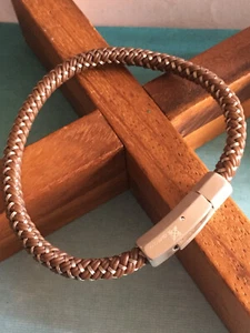 Vintage Bracelet Homme Scoubidou Acier Marron Marque Surf Oxbow - Foto 1 di 4