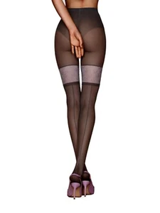 Fiore Tights Back Seamed 20 den Mock Suspender Stockings Pattern New - Picture 1 of 3