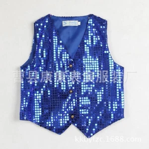 Children Boys Girls Sequin Vest Performance Suit Shiny Sequin Vest Tops - Picture 1 of 61