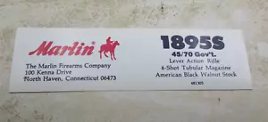 Pegatina de caja de armas de fuego Marlin vintage, calcomanía, etiqueta, rifle del gobierno 1895S, .45/70 - Imagen 1 de 3