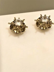 Earrings Flower Stud, [1pc Diamond Cube. Zir.], 14kt Gold, Diamond Pair Earrings - Bild 1 von 8