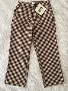 Sonderhaus Perfect Cotton Pants NWT Small Brown Gingham - Picture 1 of 7