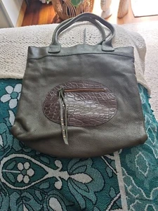CATERINA LUCCHI Olive Green Leather Handbag Shoulder Bag Made In Italy A9 - Picture 1 of 6