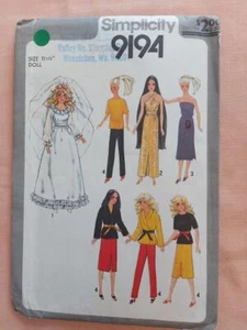 Patrón de armario de muñeca Barbie vintage Simplicity 9194 - Imagen 1 de 2