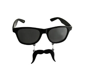 Novelty Sunglasses & Moustache Fancy Dress Costume 70s 80s Hippie Party Glasses - Picture 1 of 9