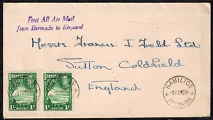 Bermuda Acceptance Flight 1939 Cover w/ FIRST ALL AIRMAIL H/S & Bermuda 1S Stamp - Picture 1 of 2