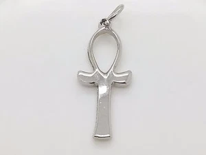 Sterling Silver Oval Open Top Cross Crucifix 1 1/4' Inch Pendant Charm - Picture 1 of 6