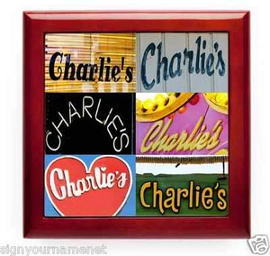 Personalized Keepsake Box featuring the name CHARLIE in photos of signs - Imagen 1 de 1