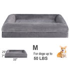 Mdeium Dog Bed Orthopedic Foam 4Side Bolster Dark Gray Pet Sofa Removable Cover