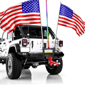 3ft LED Fat Whip Hitch + Mount Flag Holder Standard 2 Inch Receiver Fit Truck RV - Picture 1 of 18
