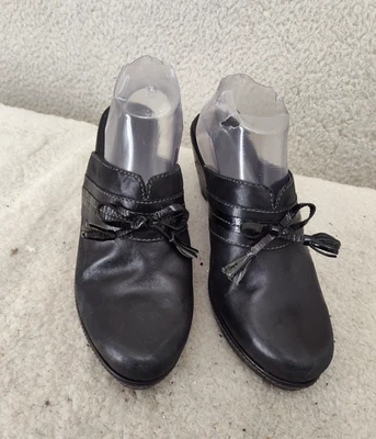 Ecco Women Sandals 41 Black Leather Bow Slip On Comfort Heels Clog Shoes US10 - Image 1 of 4