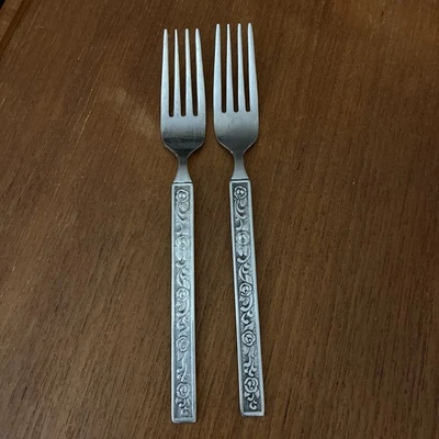 National COSTELLANO Stainless 2 Dinner Forks Korea Nasco Davao Roses Flatware - Image 1 of 2