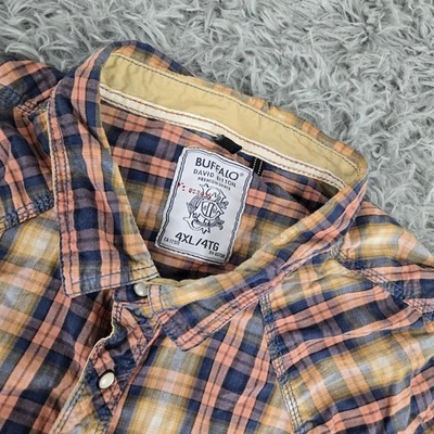 Buffalo David Bitton 4XL XXXXL Multicolor Cuadros Manga Corta Perla Snap Western Foto 1 de 4