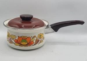 Olla para salsa de colección MCM Sanko esmaltada flores de campo 1,5 cuartos de galón con tapa casi como nueva - Imagen 1 de 12
