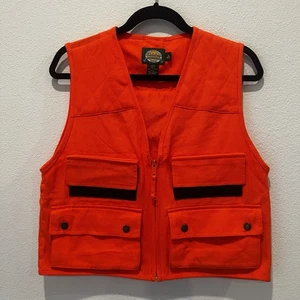 Cabelas Outdoor Gear Hunting Vest Neon Orange Full Zip Pockets Hunting Deer Sz M - Picture 1 of 6